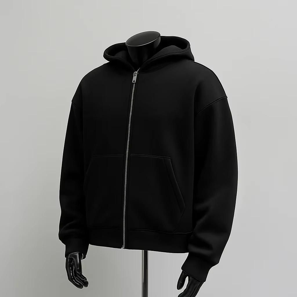 Men's Solid Custom Backpack Zip Up Hoodie